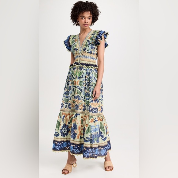 FARM Rio Dresses & Skirts - FARM Rio Ocean Tapestry Green Maxi Dress